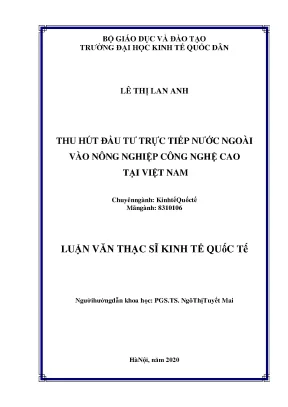 Thu hút đầu tư trực tiếp nước ngoài vào nông nghiệp công nghệ cao tại việt nam