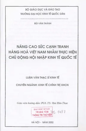 Nâng cao sức cạnh tranh hàng hoá việt nam nhằm thực hiện chủ động hội nhập kinh tế quốc tế