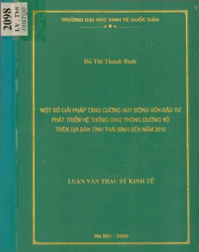 Một số giải pháp tăng cường huy động vốn đầu tư phát triển hệ thống giao thông đường bộ trên địa bàn tỉnh thái bình đến năm 2010
