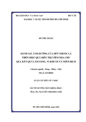 Đánh giá ảnh hưởng của hút thuốc lá trên hiệu quả điều trị viêm nha chu qua kết quả lâm sàng vi khuẩn và miễn dịch 1