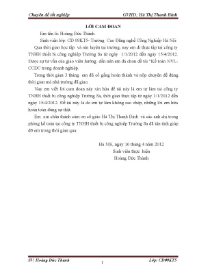 Chuyên đề thực tập thực trạng kế toán nguyên vật liệu công cụ dụng cụ tại công ty trách nhiệm hữu hạn thiết bị công nghiệp trường sa