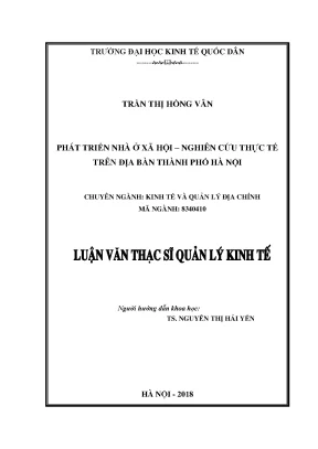 Phát triển nhà ở xã hội nghiên cứu thực tế trên địa bàn thành phố hà nội