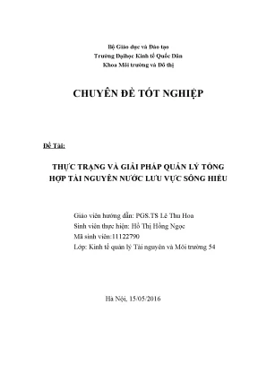 Chuyên đề thực tập thực trạng và giải pháp quản lý tổng hợp tài nguyên nước lưu vực sông hiếu