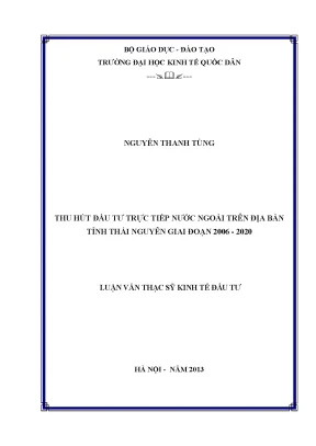 Thu hút đầu tư trực tiếp nước ngoài trên địa bàn tỉnh thái nguyên giai đoạn 2006 2020