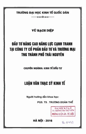 Đầu tư nâng cao năng lực cạnh tranh tại công ty cổ phần đầu tư và thương mại tng thành phố thái nguyên