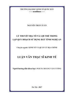 Lý thuyết địa tô và lợi thế trong lập quy hoạch sử dụng đất tỉnh nghệ an