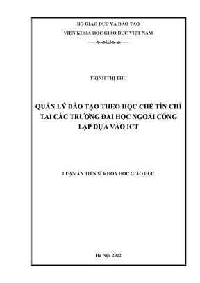 Quản lý đào tạo theo học chế tín chỉ tại các trường đại học ngoài công lập dựa vào ict