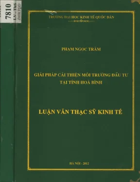 Giải pháp cải thiện môi trường đầu tư tại tỉnh hoà bình