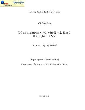 Đô thị hoá ngoại vi với vấn đề việc làm ở thành phố hà nội