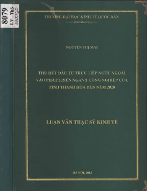 Thu hút đầu tư trực tiếp nước ngoài vào phát triển ngành công nghiệp của tỉnh thanh hoá đến năm 2020