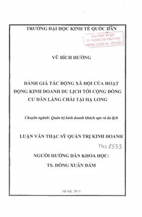 Đánh giá tác động xã hội của hoạt động kinh doanh du lịch tới cộng đồng cư dân làng chài tại hạ long