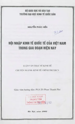 Hội nhập kinh tế quốc tế của việt nam trong giai đoạn hiện nay