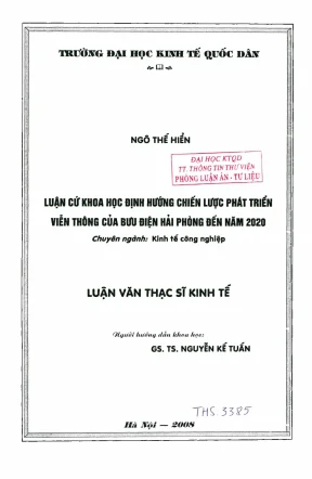 Luận cứ khoa học định hướng chiến lược phát triển viễn thông của bưu điện hải phòng đến năm 2020