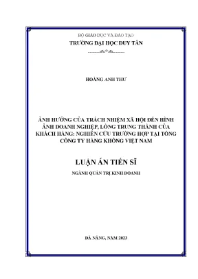 Ảnh hưởng của trách nhiệm xã hội đến hình ảnh doanh nghiệp lòng trung thành của khách hàng nghiên cứu trường hợp tại tổng công ty hàng không việt nam