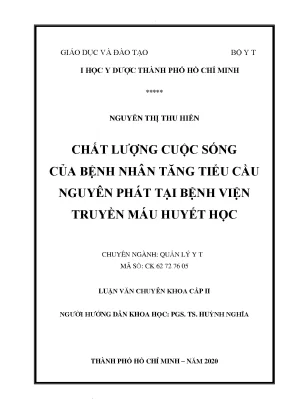 Chất lượng cuộc sống của bệnh nhân tăng tiểu cầu nguyên phát tại bệnh viện truyền máu huyết học