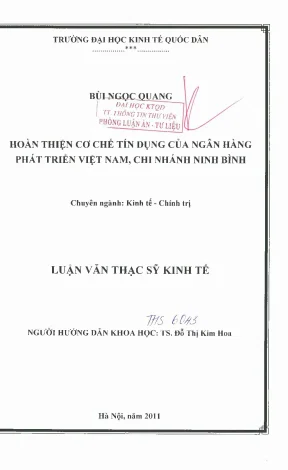 Hoàn thiện cơ chế tín dụng của ngân hàng phát triển việt nam chi nhánh ninh bình
