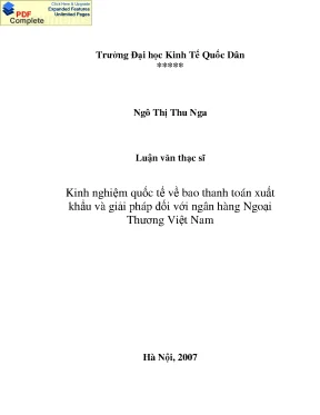 Kinh nghiệm quốc tế về bao thanh toán xuất khẩu và giải pháp đối với ngân hàng ngoại thương việt nam