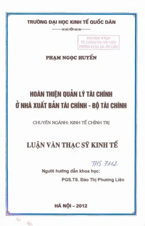 Hoàn thiện quản lý tài chính ở nhà xuất bản tài chính bộ tài chính