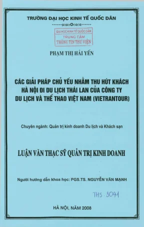 Các giải pháp chủ yếu nhằm thu hút khách hà nội đi du lịch thái lan của công ty du lịch và thể thao việt nam vietrantour
