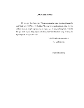 Nâng cao năng lực canh tranh mặt hàng tôm xuất khẩu của việt nam với thái lan