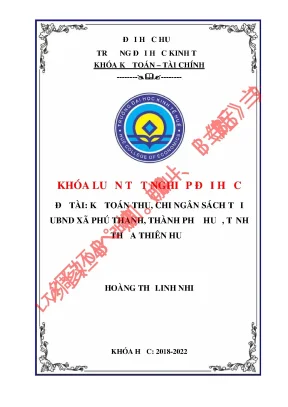 Kế toán thu chi ngân sách tại ubnd xã phú thanh thành phố huế tỉnh thừa thiên huế