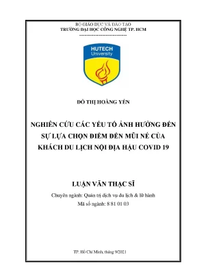 Nghiên cứu các yếu tố ảnh hưởng đến sự lựa chọn điểm đến mũi né của khách du lịch nội địa hậu covid 19