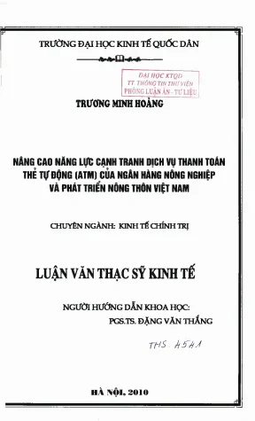Nâng cao năng lực cạnh tranh dịch vụ thanh toán thẻ tự động atm của ngân hàng nông nghiệp và phát triển nông thôn việt nam