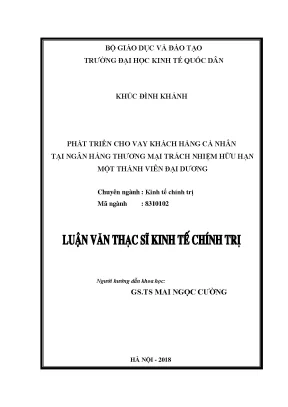 Phát triển cho vay khách hàng cá nhân tại ngân hàng thương mại trách nhiệm hữu hạn một thành viên đại dương