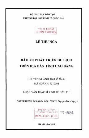 Đầu tư phát triển du lịch trên địa bàn tỉnh cao bằng