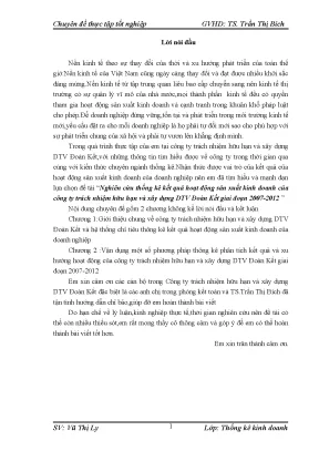 Chuyên đề thực tập nghiên cứu thống kê kết quả hoạt động sản xuất kinh doanh của công ty trách nhiệm hữu hạn và xây dựng dtv đoàn kết giai đoạn 2007 2012
