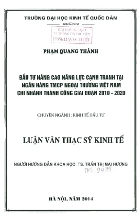 Đầu tư nâng cao năng lực cạnh tranh tại ngân hàng tmcp ngoại thương việt nam chi nhánh thành công giai đoạn 2010 2020