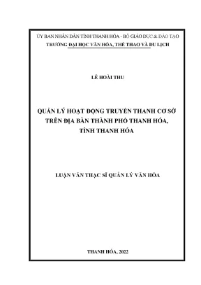 Quản lý hoạt động truyền thanh cơ sở trên địa bàn thành phố thanh hoá tỉnh thanh hoá