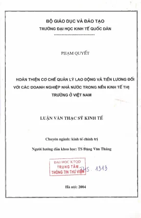 Hoàn thiện cơ chế quản lý lao động và tiền lương với các doanh nghiệp nhà nước trong nền kinh tế thị trường ở việt nam