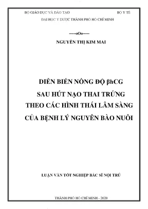 Diễn tiến nồng độ βhcg sau hút nạo thai trứng theo các hình thái lâm sàng của bệnh lý nguyên bào nuôi