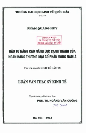 Đầu tư nâng cao năng lực cạnh tranh của ngân hàng thương mại cổ phần đông nam á
