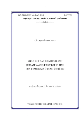 Khảo sát đặc điểm hình ảnh siêu âm và chụp cắt lớp vi tính của lymphoma ổ bụng ở trẻ em