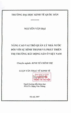 Nâng cao vai trò quản lý nhà nước đối với sự hình thành và phát triển thị trường bất động sản ở việt nam