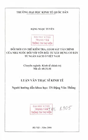 Đổi mới cơ chế kiểm tra giám sát tài chính của nhà nước đối với vốn đầu tư xây dựng cơ bản từ ngân sách ở việt nam
