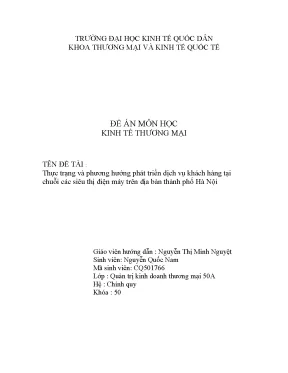 Đề tài kinh tế thương mại phát triển dịch vụ khách hàng tại chuỗi các siêu thị điện máy trên địa bàn tp hà nội