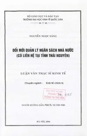 Đổi mới quản lý ngân sách nhà nước có liên hệ tại tỉnh thái nguyên