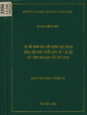 Cơ sở khoa học xây dựng quy hoạch tổng thể phát triển kinh tế xã hội của tỉnh nam định đến năm 2015