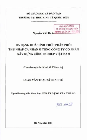 Đa dạng hóa hình thức phân phối thu nhập cá nhân ở tổng công ty cổ phần xây dựng công nghiệp việt nam