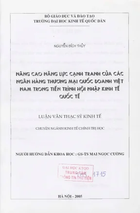 Nâng cao năng lực cạnh tranh của các ngân hàng thương mại quốc doanh việt nam trong tiến trình hội nhập kinh tế quốc tế