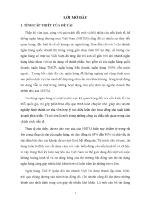 Chuyên đề thực tập chất lượng tín dụng tại ngân hàng thương mại cổ phần quân đội chi nhánh việt trì