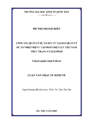 Công tác quản lý dự án đầu tư tại ban quản lý dự án nhiệt điện i tập đoàn điện lực việt nam thực trạng và giải pháp