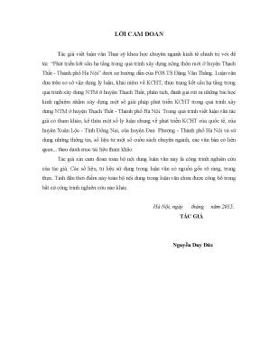Phát triển kết cấu hạ tầng trong quá trình xây dựng nông thôn mới ở huyện thạch thất thành phố hà nội
