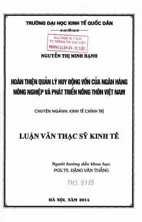 Hoàn thiện quản lý huy động vốn của ngân hàng nông nghiệp và phát triển nông thôn việt nam