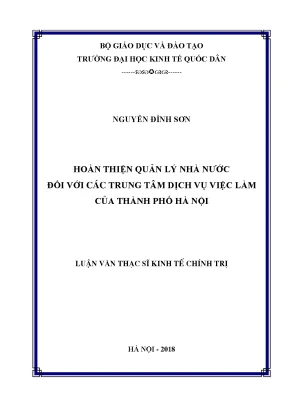Hoàn thiện quản lý nhà nước đối với các trung tâm dịch vụ việc làm của thành phố hà nội