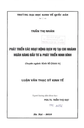 Phát triển các hoạt động dịch vụ tại chi nhánh ngân hàng đầu tư và phát triển ninh bình