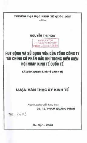 Huy động và sử dụng vốn của tổng công ty tài chính cổ phần dầu khí trong điều kiện hội nhập kinh tế quốc tế